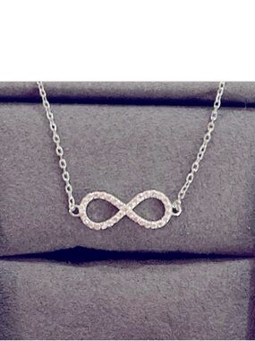 NWOT-Sterling Silver Infinity Necklace with CZ Stones Size: 16" with 2" extender